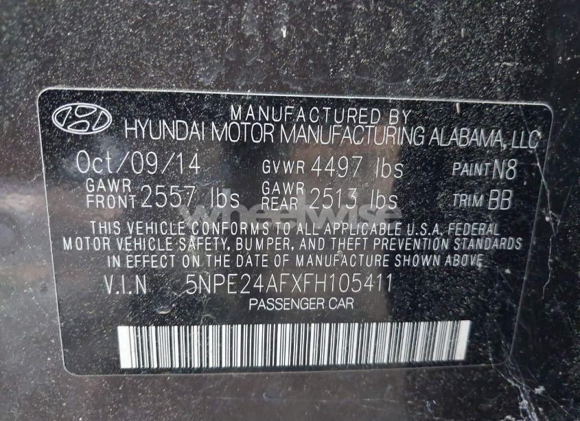 Photo 9 of 2015 Hyundai Sonata SE (VIN 5NPE24AFXFH105411)