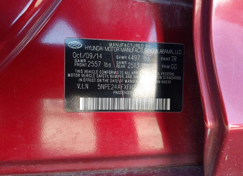 Photo 9 of 2015 Hyundai Sonata SE (VIN 5NPE24AFXFH105568)