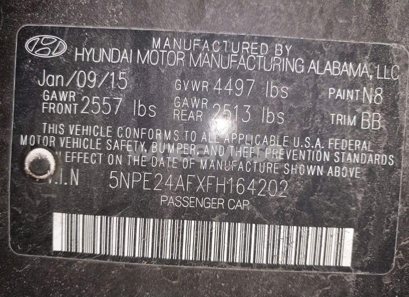 Photo 9 of 2015 Hyundai Sonata SE (VIN 5NPE24AFXFH164202)