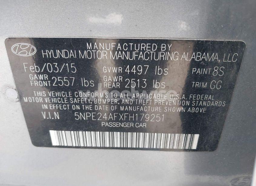 Photo 9 of 2015 Hyundai Sonata SE (VIN 5NPE24AFXFH179251)
