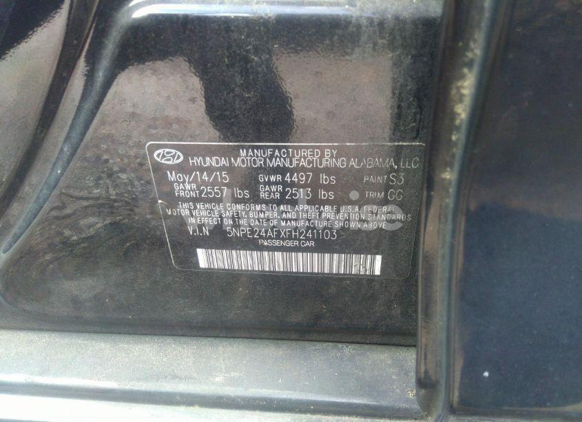 Photo 9 of 2015 Hyundai Sonata SE (VIN 5NPE24AFXFH241103)