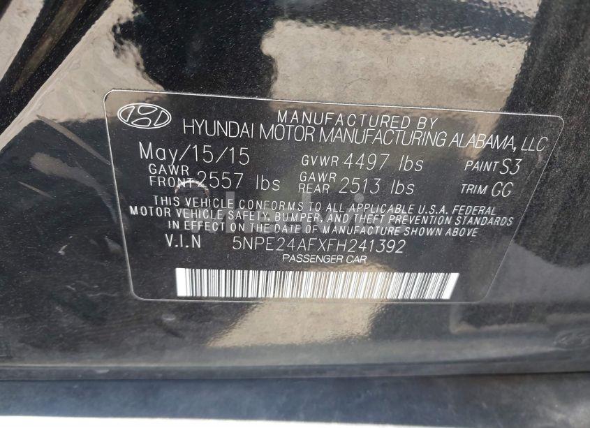 Photo 9 of 2015 Hyundai Sonata SE (VIN 5NPE24AFXFH241392)