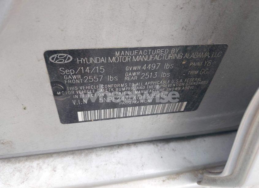 Photo 9 of 2016 Hyundai Sonata SE (VIN 5NPE24AFXGH305416)