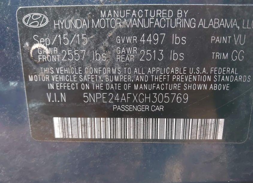 Photo 9 of 2016 Hyundai Sonata SE (VIN 5NPE24AFXGH305769)