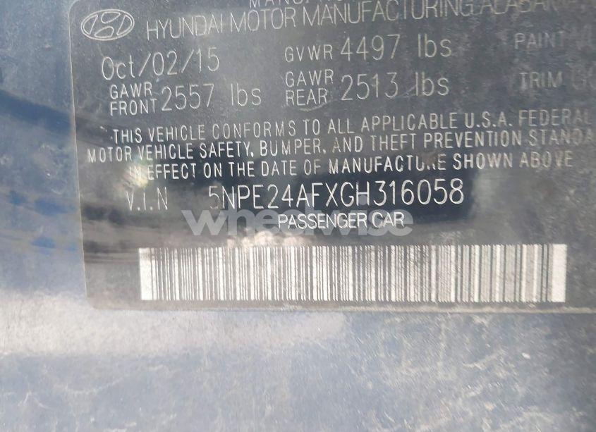 Photo 9 of 2016 Hyundai Sonata SE (VIN 5NPE24AFXGH316058)