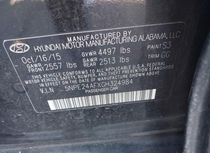 Photo 9 of 2016 Hyundai Sonata SE (VIN 5NPE24AFXGH324984)