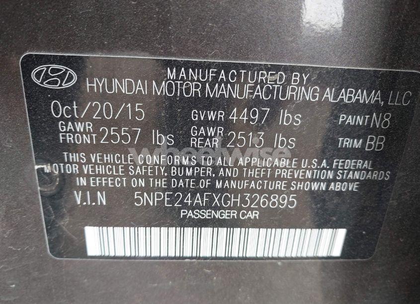 Photo 9 of 2016 Hyundai Sonata SE (VIN 5NPE24AFXGH326895)