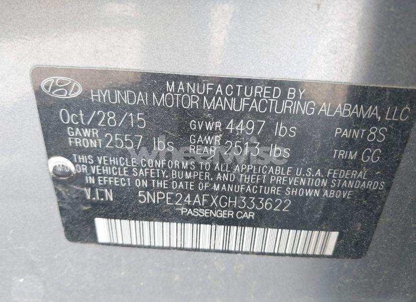 Photo 9 of 2016 Hyundai Sonata SE (VIN 5NPE24AFXGH333622)