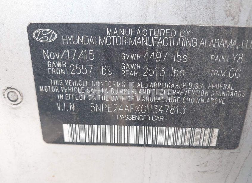 Photo 9 of 2016 Hyundai Sonata SE (VIN 5NPE24AFXGH347813)