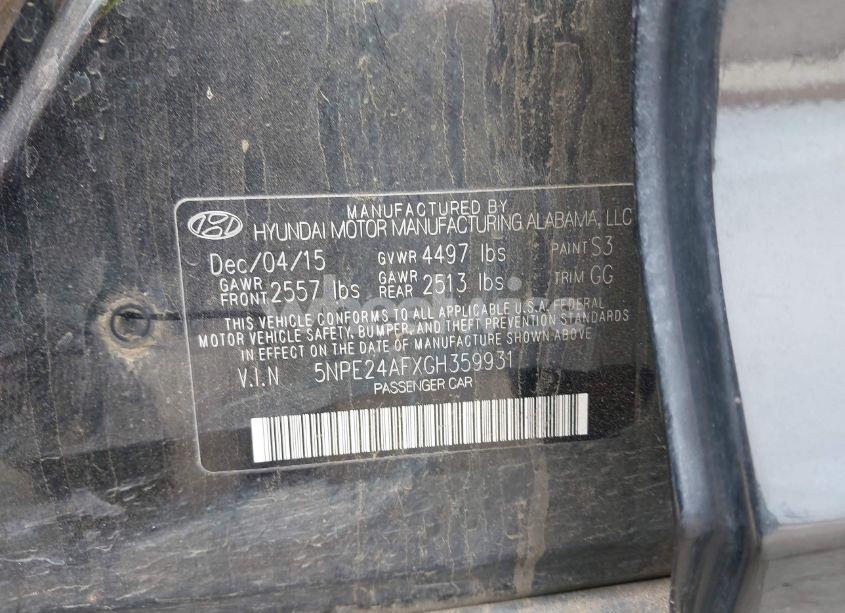 Photo 9 of 2016 Hyundai Sonata SE (VIN 5NPE24AFXGH359931)