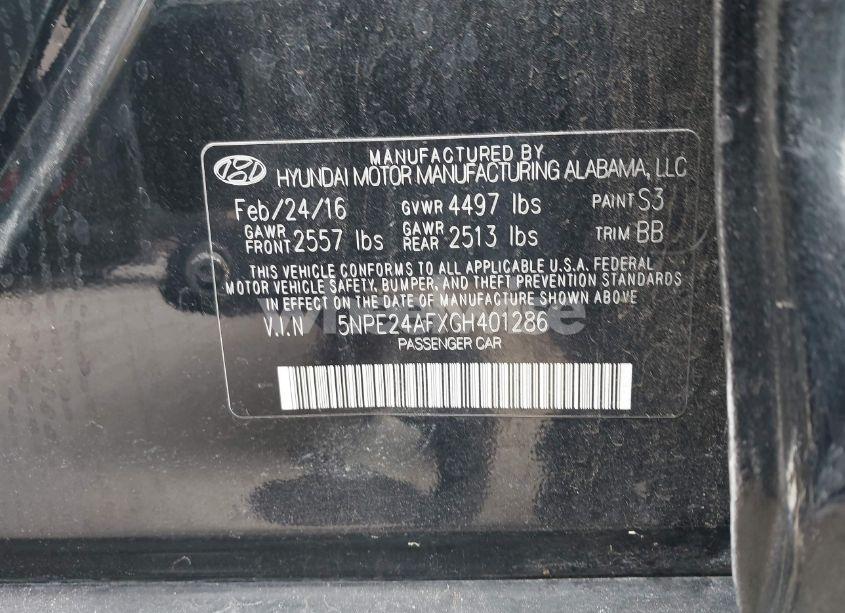 Photo 9 of 2016 Hyundai Sonata SE (VIN 5NPE24AFXGH401286)