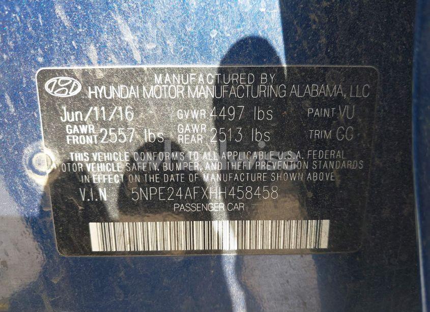 Photo 9 of 2017 Hyundai Sonata SE (VIN 5NPE24AFXHH458458)