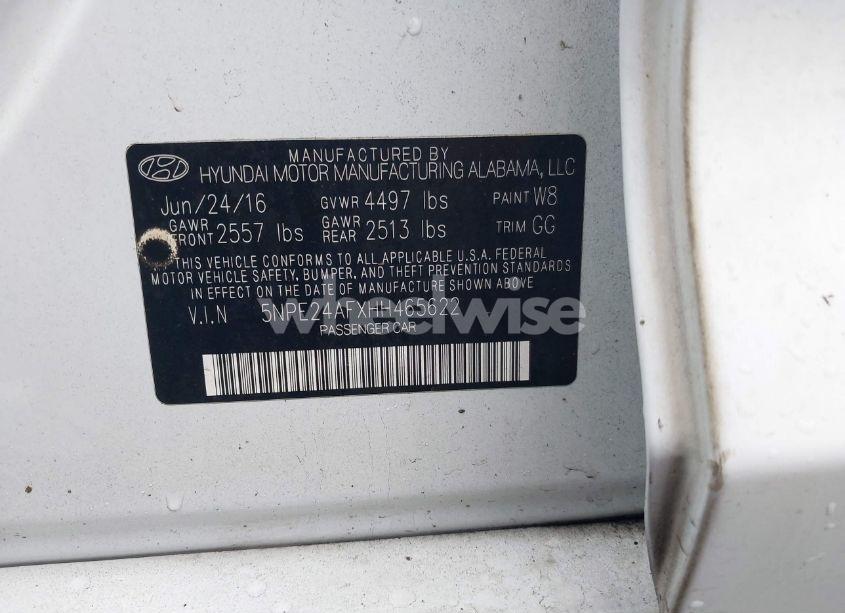 Photo 9 of 2017 Hyundai Sonata SE (VIN 5NPE24AFXHH465622)