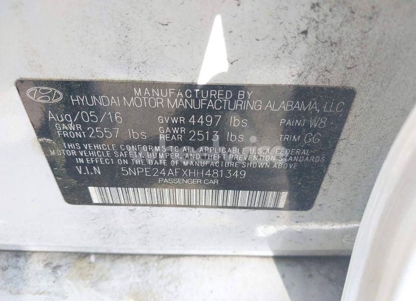 Photo 9 of 2017 Hyundai Sonata SE (VIN 5NPE24AFXHH481349)