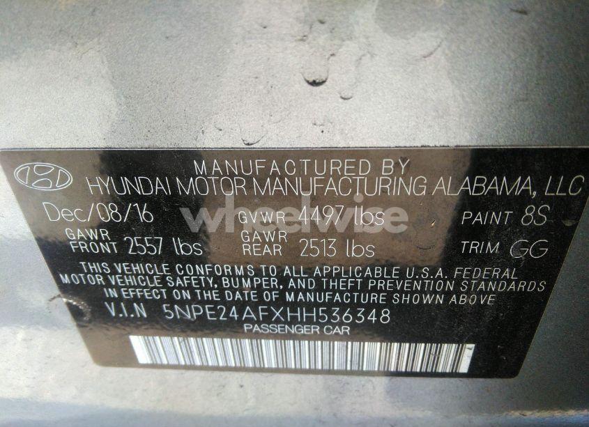 Photo 9 of 2017 Hyundai Sonata SE (VIN 5NPE24AFXHH536348)