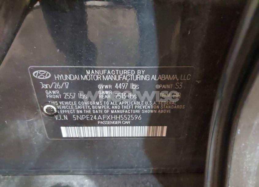 Photo 9 of 2017 Hyundai Sonata SE (VIN 5NPE24AFXHH552596)