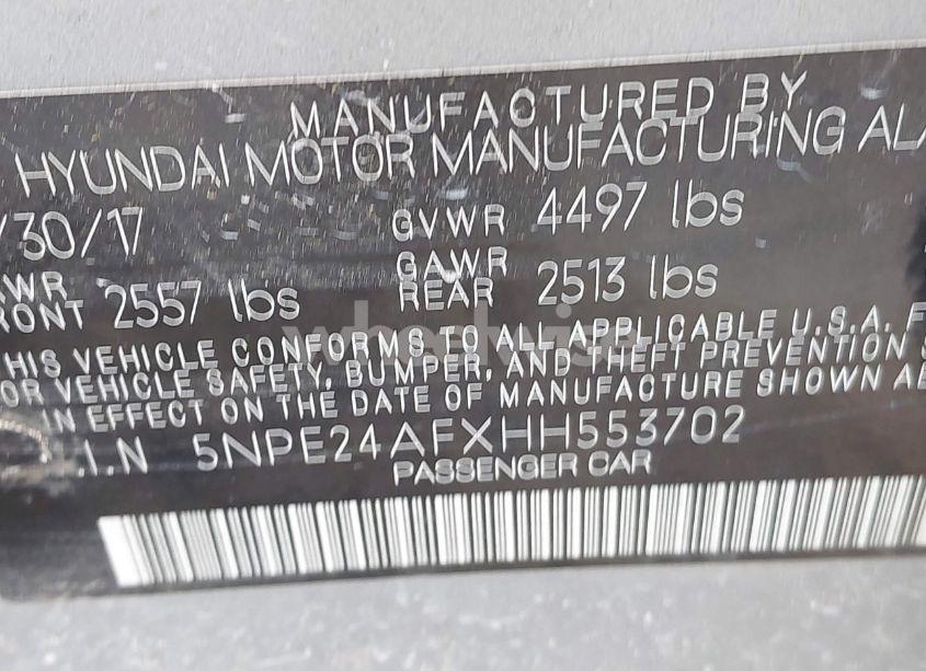 Photo 9 of 2017 Hyundai Sonata SE (VIN 5NPE24AFXHH553702)