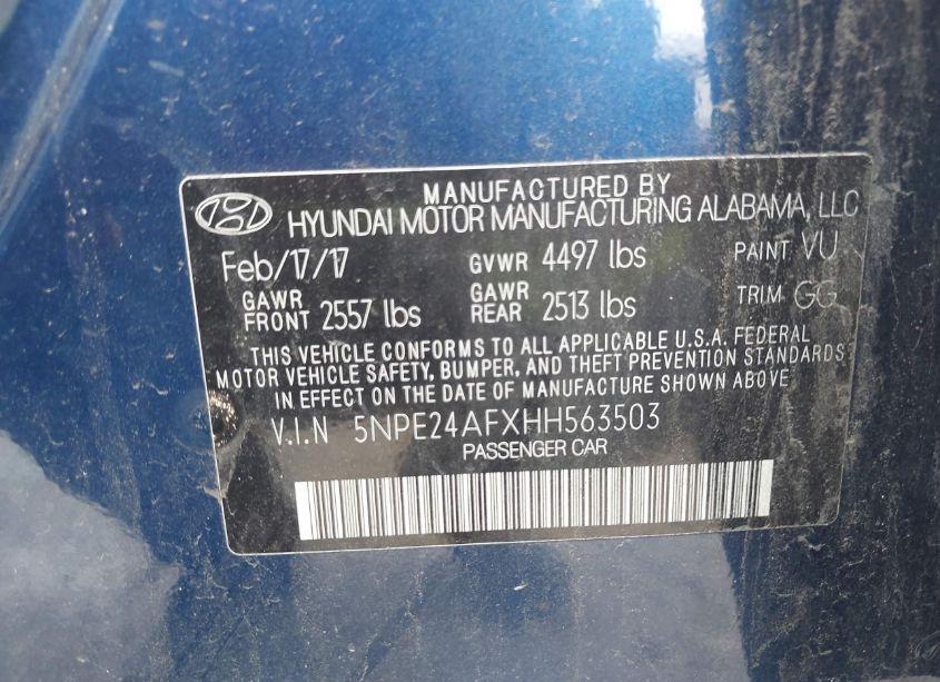 Photo 9 of 2017 Hyundai Sonata (VIN 5NPE24AFXHH563503)