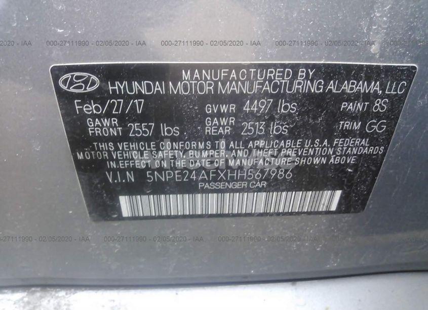 Photo 9 of 2017 Hyundai Sonata (VIN 5NPE24AFXHH567986)