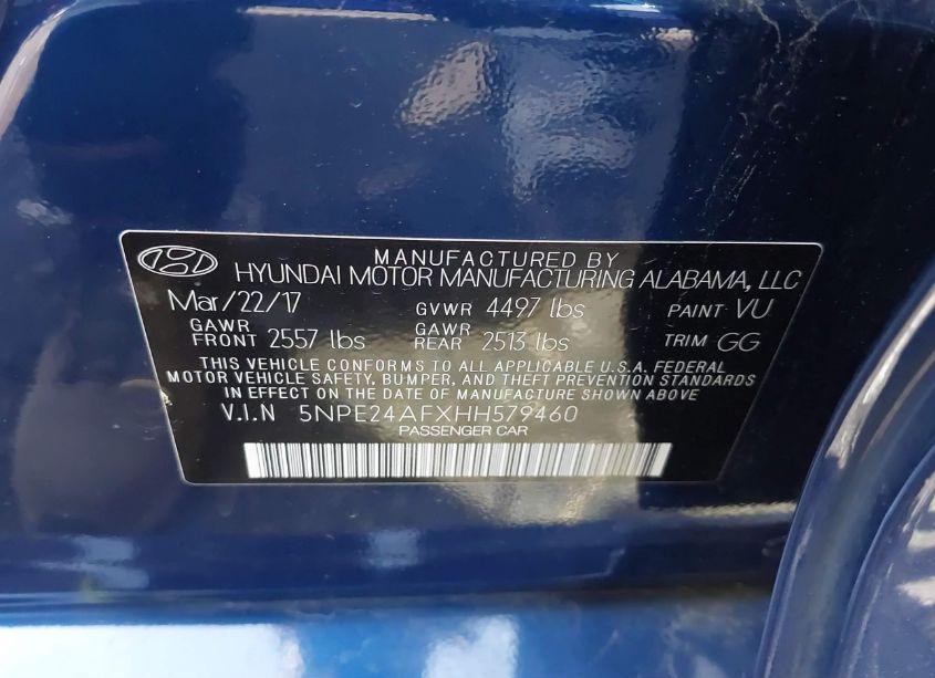 Photo 9 of 2017 Hyundai Sonata SE (VIN 5NPE24AFXHH579460)