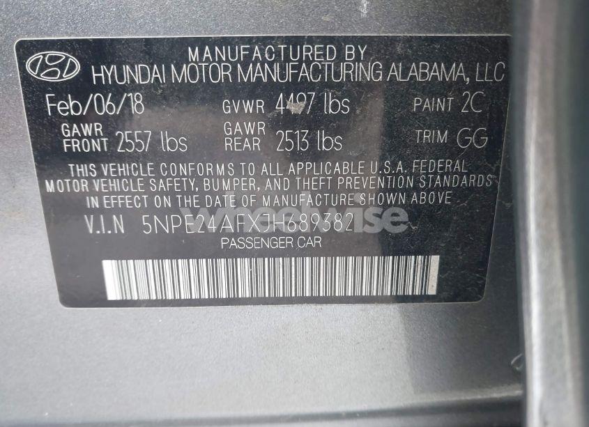 Photo 9 of 2018 Hyundai Sonata SE (VIN 5NPE24AFXJH689382)