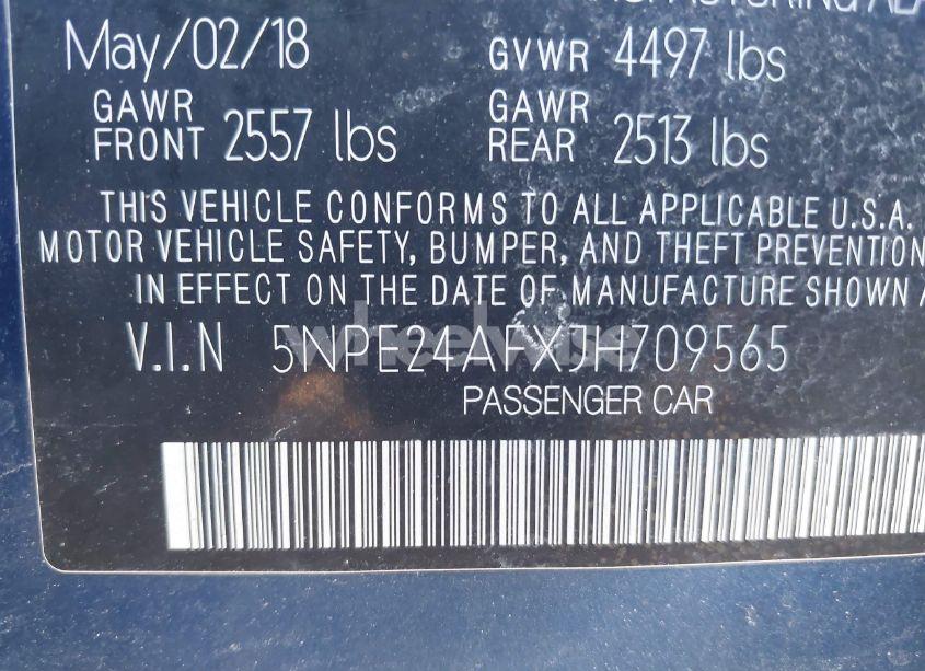 Photo 9 of 2018 Hyundai Sonata SE (VIN 5NPE24AFXJH709565)