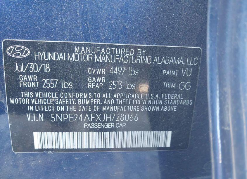 Photo 9 of 2018 Hyundai Sonata SE (VIN 5NPE24AFXJH728066)