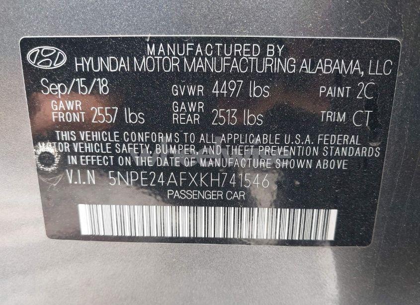 Photo 9 of 2019 Hyundai Sonata SE (VIN 5NPE24AFXKH741546)