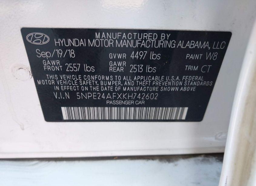 Photo 9 of 2019 Hyundai Sonata SE (VIN 5NPE24AFXKH742602)