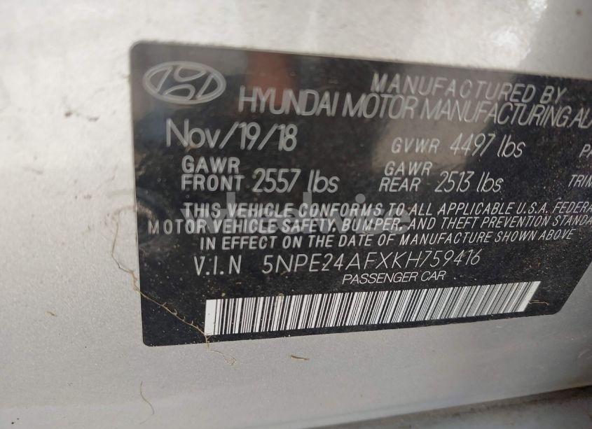 Photo 9 of 2019 Hyundai Sonata SE (VIN 5NPE24AFXKH759416)