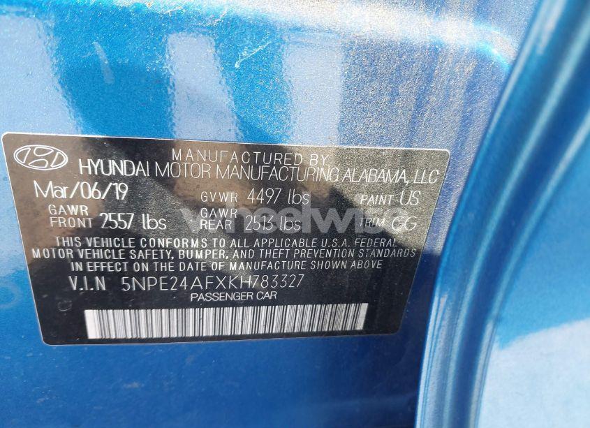 Photo 9 of 2019 Hyundai Sonata SE (VIN 5NPE24AFXKH783327)