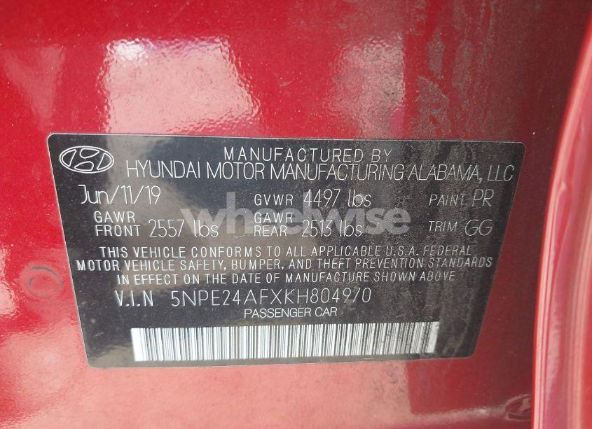 Photo 9 of 2019 Hyundai Sonata SE (VIN 5NPE24AFXKH804970)