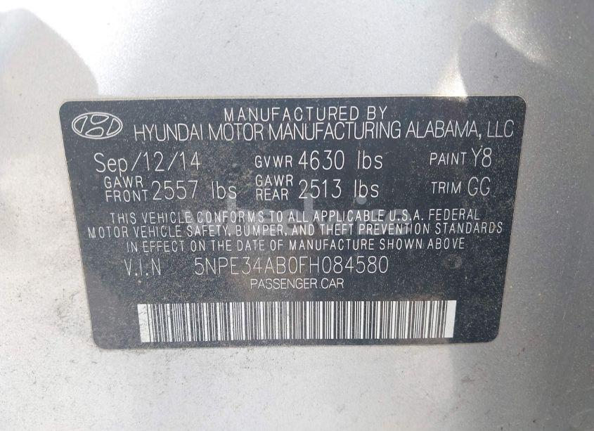 Photo 9 of 2015 Hyundai Sonata SPORT 2.0T (VIN 5NPE34AB0FH084580)