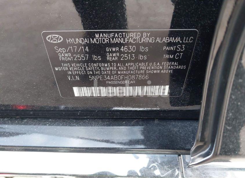 Photo 9 of 2015 Hyundai Sonata SPORT 2.0T (VIN 5NPE34AB0FH087866)