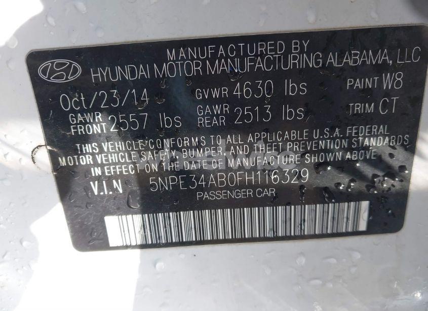 Photo 9 of 2015 Hyundai Sonata LIMITED 2.0T (VIN 5NPE34AB0FH116329)