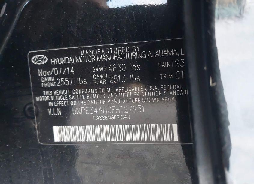 Photo 9 of 2015 Hyundai Sonata LIMITED 2.0T (VIN 5NPE34AB0FH127931)