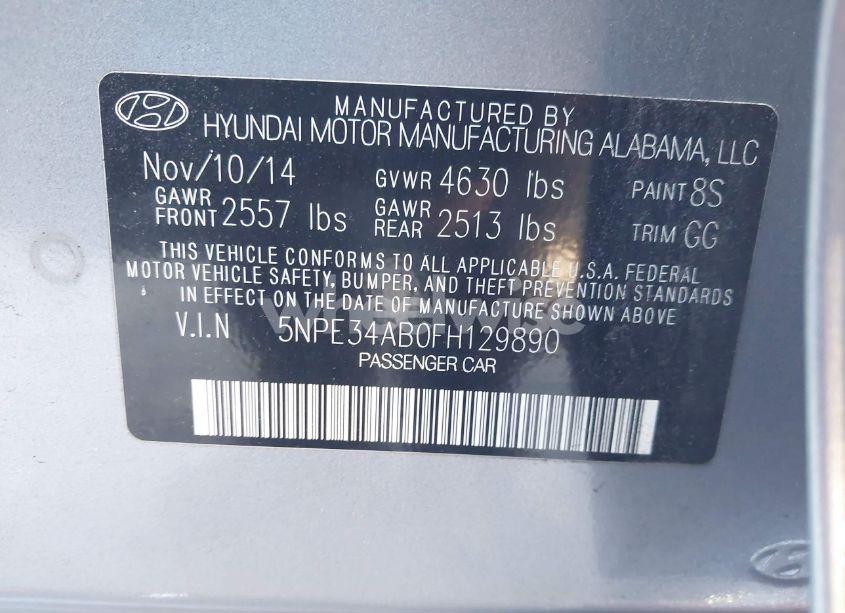 Photo 9 of 2015 Hyundai Sonata LIMITED 2.0T (VIN 5NPE34AB0FH129890)