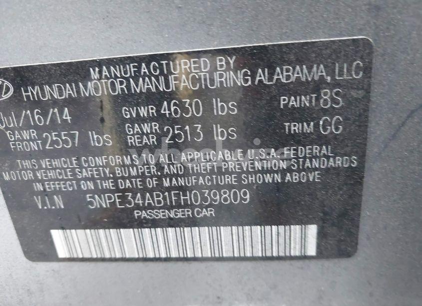 Photo 9 of 2015 Hyundai Sonata SPORT 2.0T (VIN 5NPE34AB1FH039809)