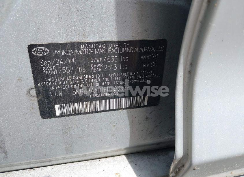 Photo 9 of 2015 Hyundai Sonata SPORT 2.0T (VIN 5NPE34AB1FH093398)