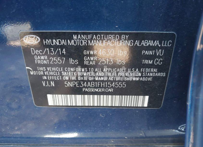 Photo 9 of 2015 Hyundai Sonata LIMITED 2.0T (VIN 5NPE34AB1FH154555)