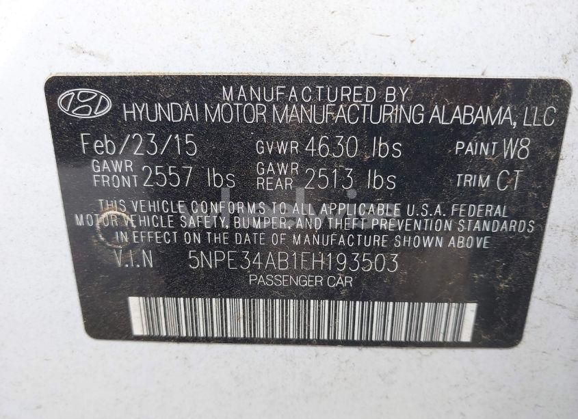 Photo 9 of 2015 Hyundai Sonata SPORT 2.0T (VIN 5NPE34AB1FH193503)