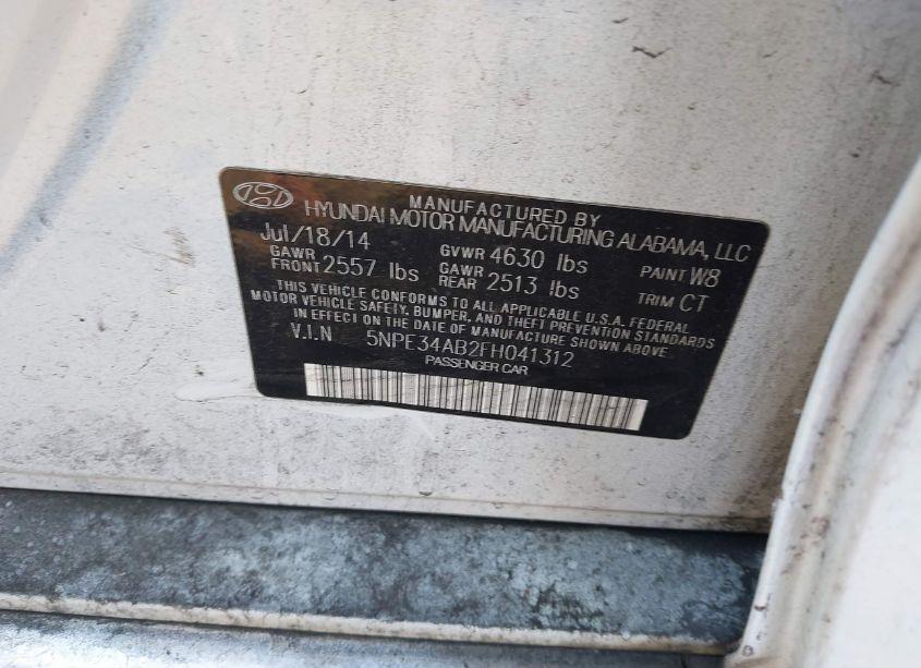 Photo 9 of 2015 Hyundai Sonata SPORT 2.0T (VIN 5NPE34AB2FH041312)