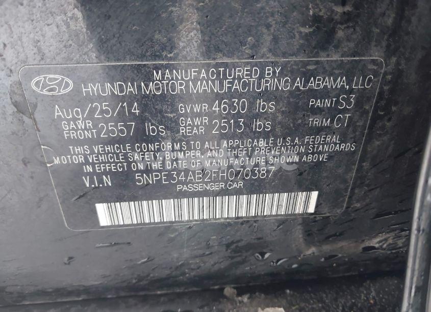 Photo 9 of 2015 Hyundai Sonata SPORT 2.0T (VIN 5NPE34AB2FH070387)