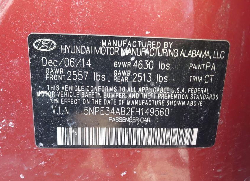 Photo 9 of 2015 Hyundai Sonata LIMITED 2.0T (VIN 5NPE34AB2FH149560)