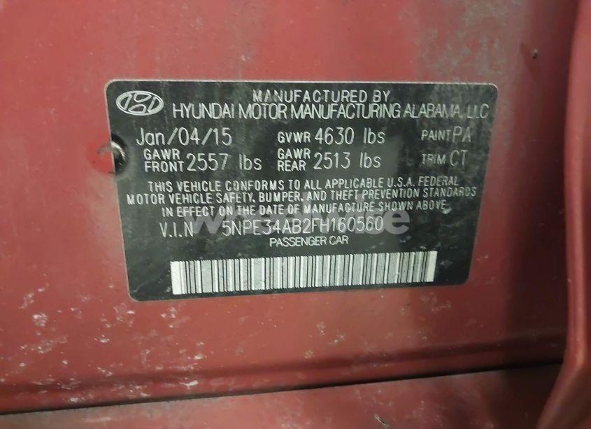 Photo 9 of 2015 Hyundai Sonata LIMITED 2.0T (VIN 5NPE34AB2FH160560)