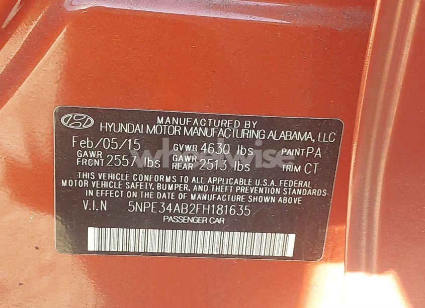 Photo 9 of 2015 Hyundai Sonata LIMITED 2.0T (VIN 5NPE34AB2FH181635)