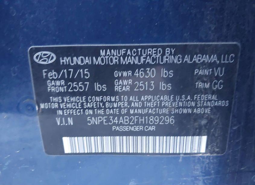 Photo 9 of 2015 Hyundai Sonata LIMITED 2.0T (VIN 5NPE34AB2FH189296)