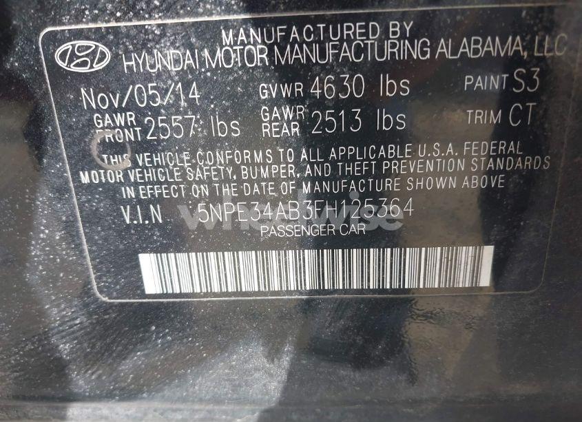 Photo 9 of 2015 Hyundai Sonata LIMITED 2.0T (VIN 5NPE34AB3FH125364)