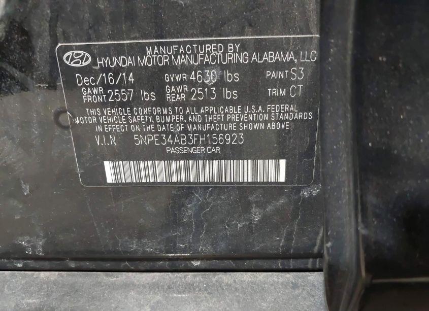 Photo 9 of 2015 Hyundai Sonata SPORT 2.0T (VIN 5NPE34AB3FH156923)