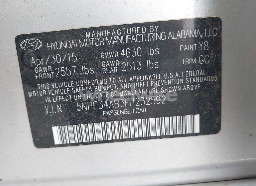 Photo 9 of 2015 Hyundai Sonata SPORT 2.0T (VIN 5NPE34AB3FH232592)